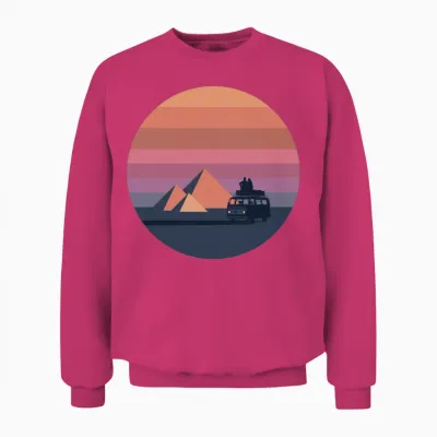 Volkswagen Vw T2a Camper with Pyramids Unisex Sweatshirt - Heliconia