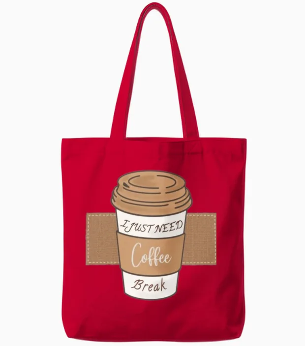 Just Coffee Break Tote Bags in Red