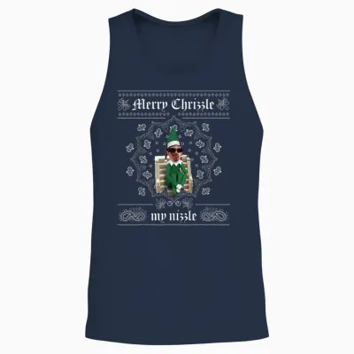 Christmas Elf Gangster Merry Chrizzle Og Bandana Design Unisex Tank Top - Navy
