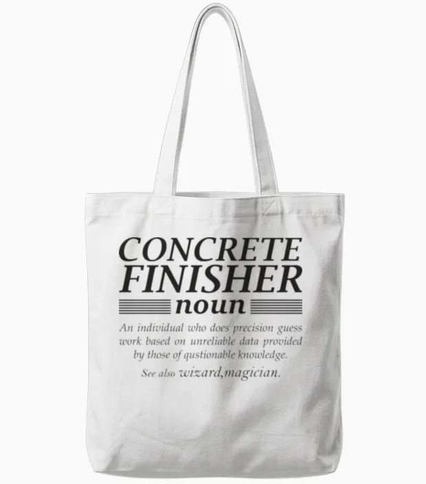 Concrete Finisher Noun Tote Bags in White