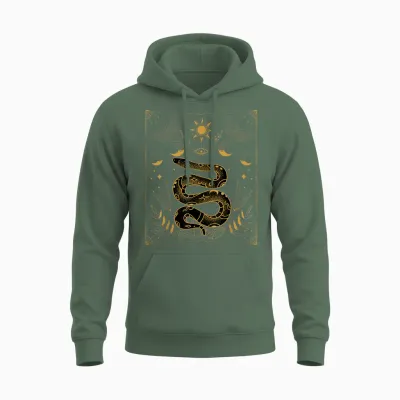 Himmlische Schlange Und Sterne Shirt - Hexe Boho Tarot Schlange Unisex Hoodie - Military Green