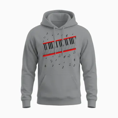 Piano Keys Music Lover Beat It Pianist 1980s Cosplay Costume Unisex Hoodie - Sport Grey