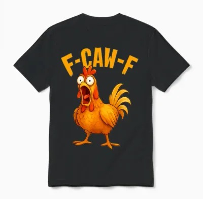 Funny F-Caw-F Chicken Fcawf Humor Quote Rooster Meme Unisex T-Shirt - Black