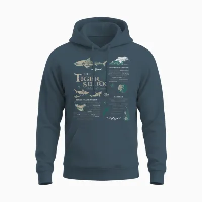 Tiger Shark Anatomy Marine Biologist T-Shirt, Black Unisex Hoodie - Dark Heather