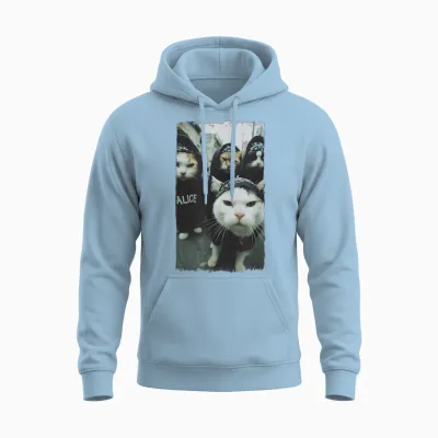 Gangster Katzen Streetwear Cooles Katzenmotiv Lustig Unisex Hoodie - Light Blue