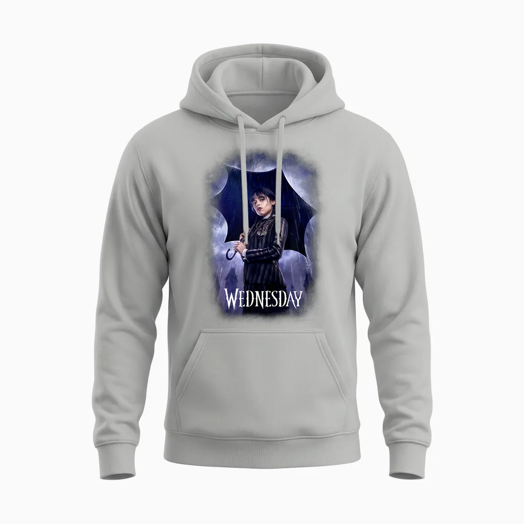 Wednesday Series Mittwochsplakatkunst T-Shirt Schwarz Unisex-Erwachsene Female Klein Eu S Kurzarm V-Ausschnitt Klassisch 1 Count Unisex Hoodie in Ash