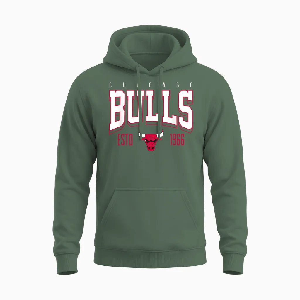 Offizieller Nba-Wettkampf Der Chicago Bulls Getestet Unisex Hoodie in Military Green