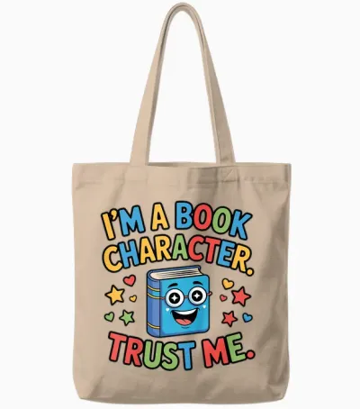 I'm a Book Character Costumes for Kids Storybook Character Tote Bags - Natural