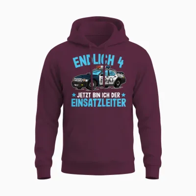 Polizei Shirt 4 Jahre Jungen | Polizei 4. Geburtstag Unisex Hoodie - Maroon