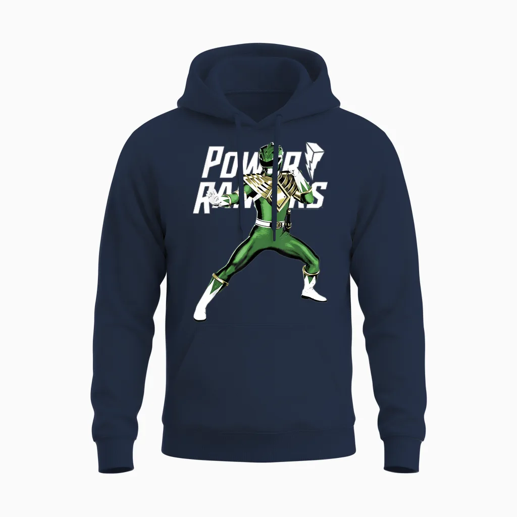 Power Rangers Green Ranger Karate Action Pose Logo Unisex Hoodie in Navy