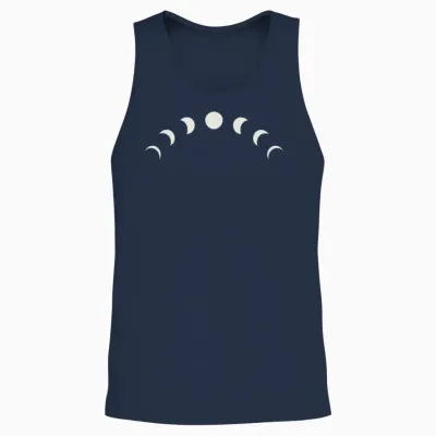 Lunar Phases - Minimalistic - Moon Phases Unisex Tank Top - Navy