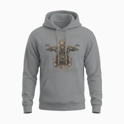 Funny Biker Skeleton Motorcycle Rider - Back Print Unisex Hoodie - Sport Grey