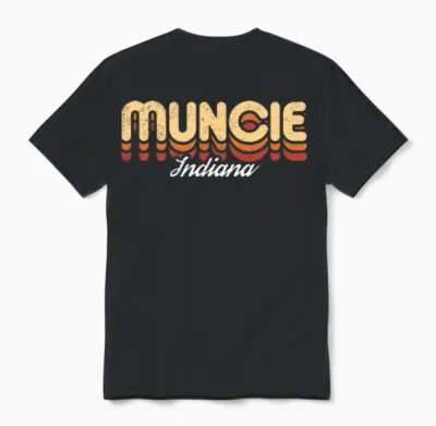 Retro Muncie Indiana Unisex T-Shirt - Black