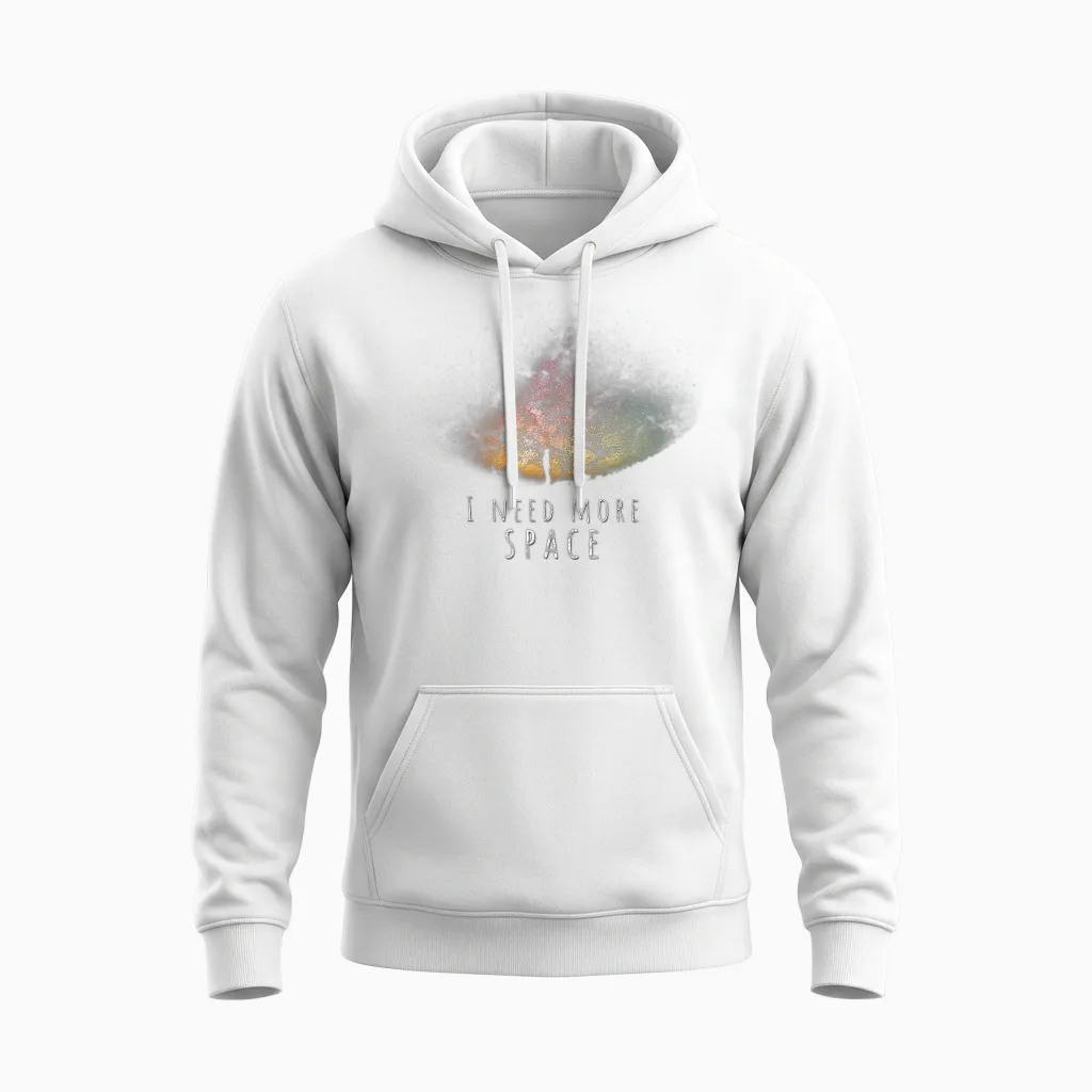 I Need More Space Funny Galaxy Astronomy Science Pun Unisex Hoodie in White
