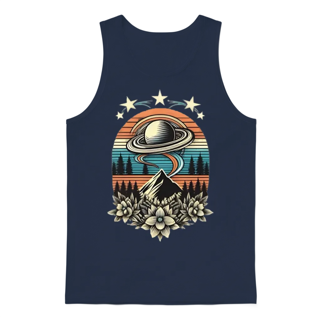 Hilltop Retro Ufo Unisex Tank Top - Navy