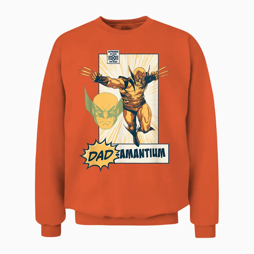 Marvel X-Men Wolverine Dad-Amantium Father's Day Retro Unisex Sweatshirt in Orange