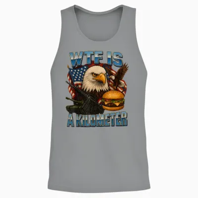 Wtf Is a Kilometer 4th of Juli Patriotische Amerikanische Flagge Unisex Tank Top - Sport Grey