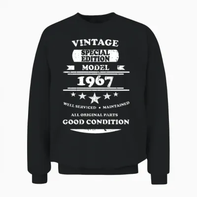 Vintage Retro White 1967 Unisex Sweatshirt - Black