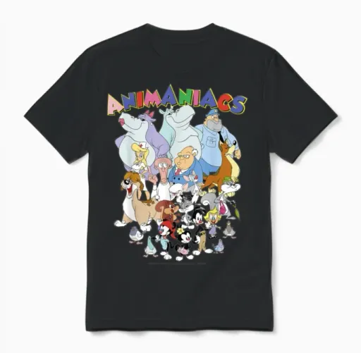 Animaniacs Group Shot Logo Christmas Present Birth Unisex T-Shirt in Black