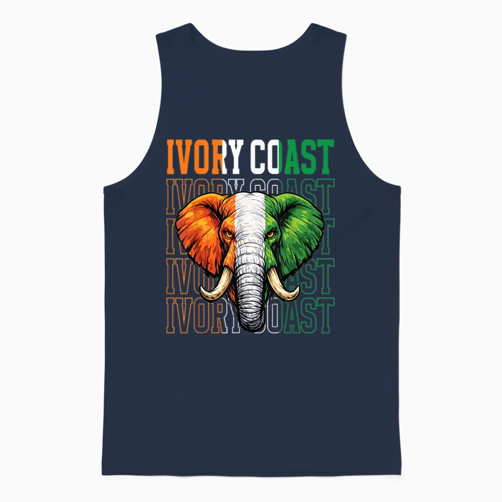 Elfenbeinküste Fan Elefant Elfenbein Unisex Tank Top in Navy