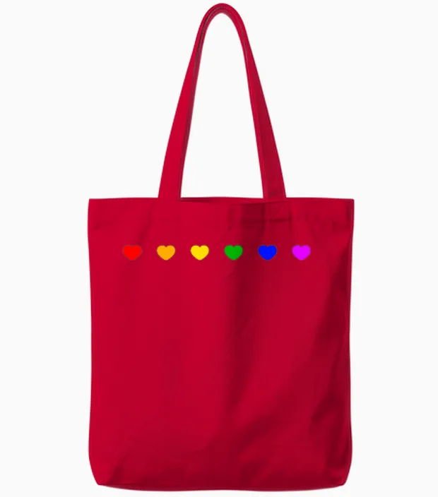 Winzige Herzen Regenbogen Flagge Subtile Pride Monat Lgbt Homosexuell Rechte Tote Bags in Red