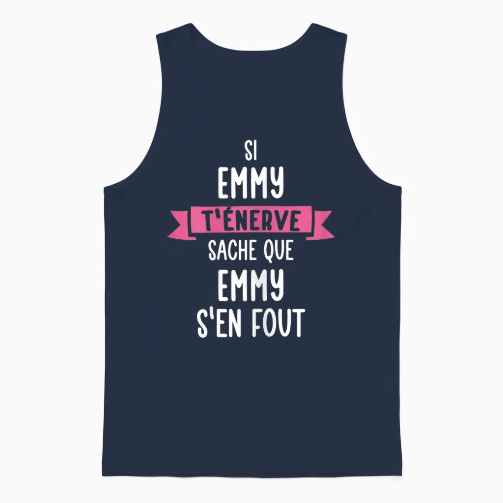 Gift Woman Humor Personalised Name Emmy Unisex Tank Top in Navy