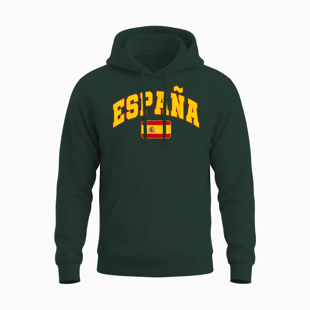 Espana Flag Spain Pride Design Unisex Hoodie in Forest