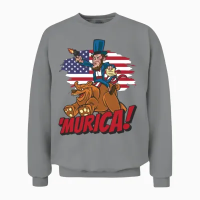 Patriotic President Abraham Lincoln Murica Unisex Sweatshirt - Sport Grey