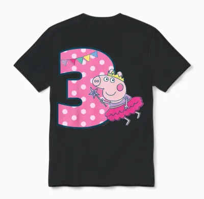 Peppa Pig 3 Geburtstag Unisex T-Shirt - Black