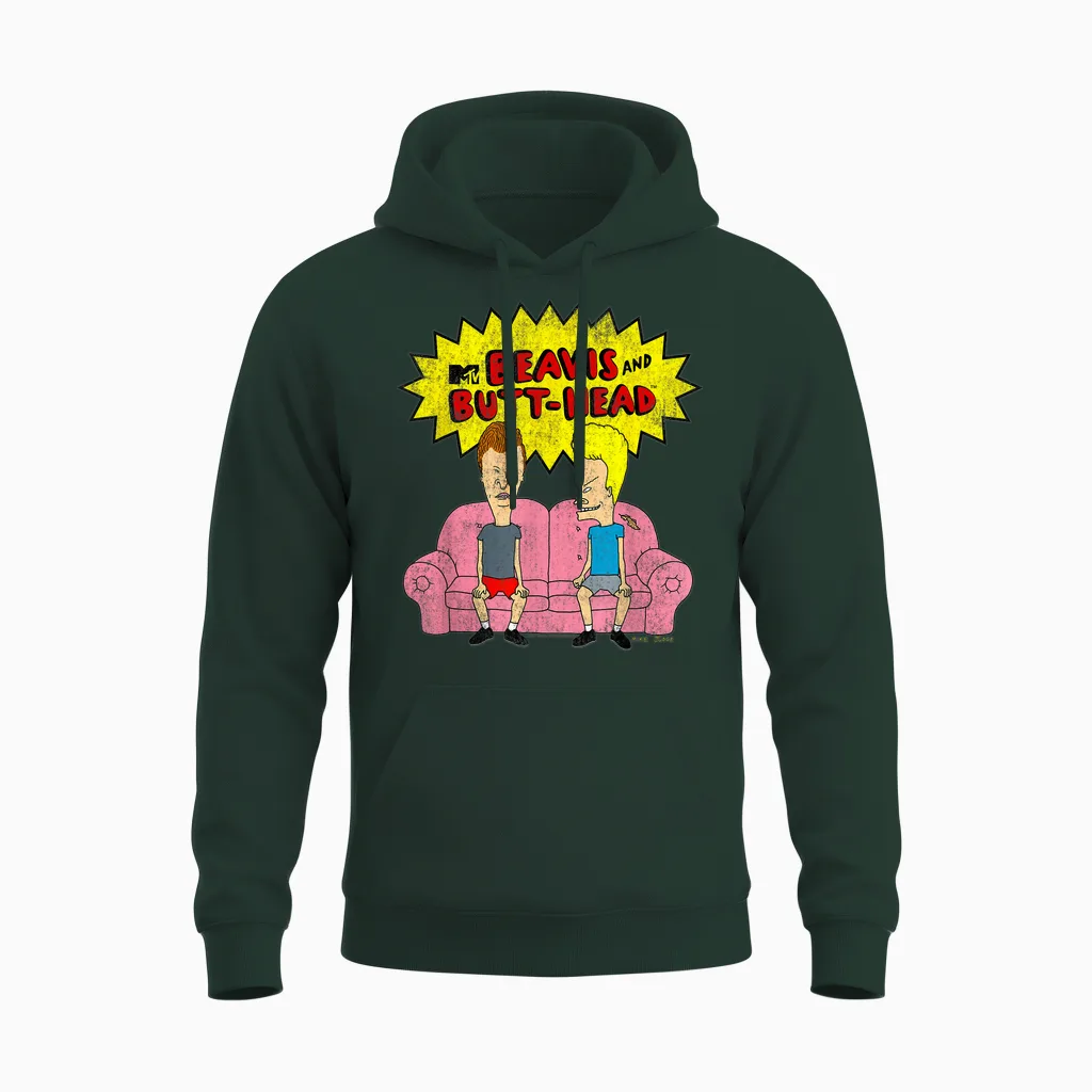 Beavis and Butt-Head T-Shirt Damen Schwarz Cartoon Classic V-Neck Short Sleeve T-Shirt S Eu Klein Regular Unisex Hoodie in Forest