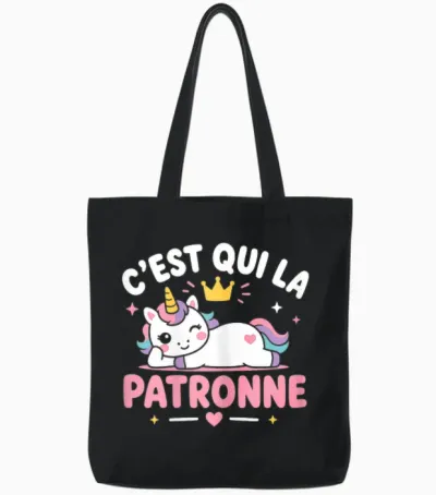 Blague Licorne Humour Patron Fille C'est Qui La Patronne Tote Bags - Black
