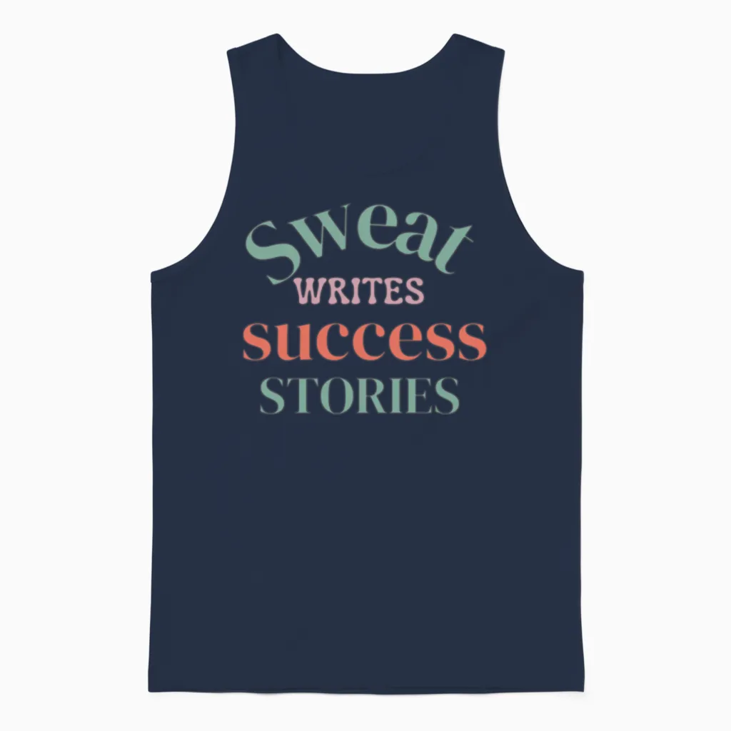 Sweat Writes Success Stories Unisex Tank Top in Navy