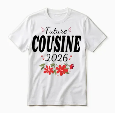 Future Cousine 2026 Pregnancy Announcement Unisex T-Shirt - White