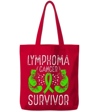 Lymphoma Cancer Survivor Awareness Ribbon Gloves Tote Bags - Red