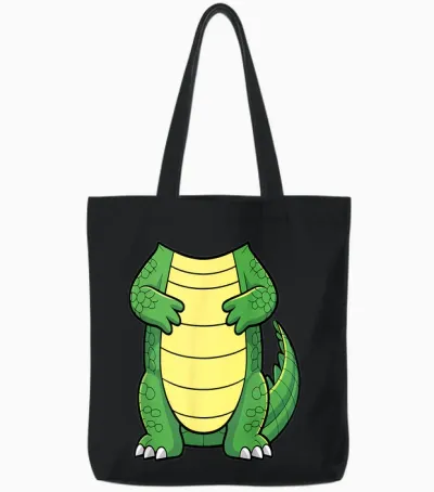 Crocodile Body Shirt Adult Kids Men Women Alligator Costume Tote Bags - Black