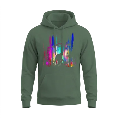 Bigfoot Ufo Abduction Northern Lights Believers Unisex Hoodie - Military Green