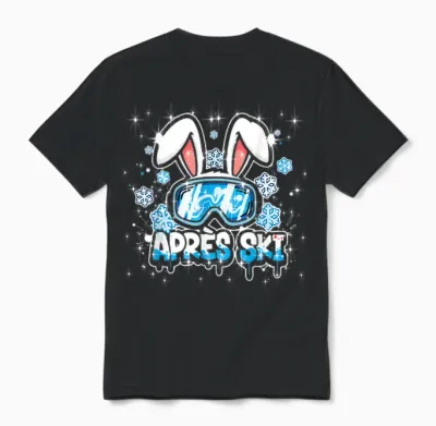 Cool Apres-Ski Crew Spruch Bunny Ski-Hase Sekt Prosecco Beer Unisex T-Shirt - Black