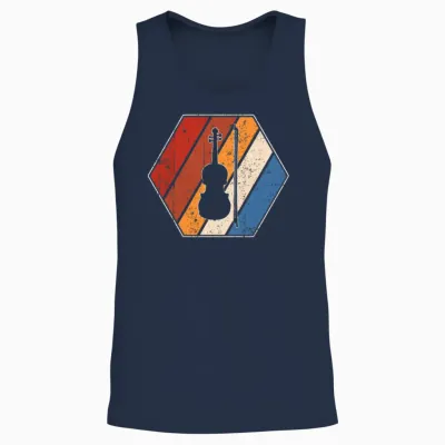 Violin Retro Unisex Tank Top - Navy