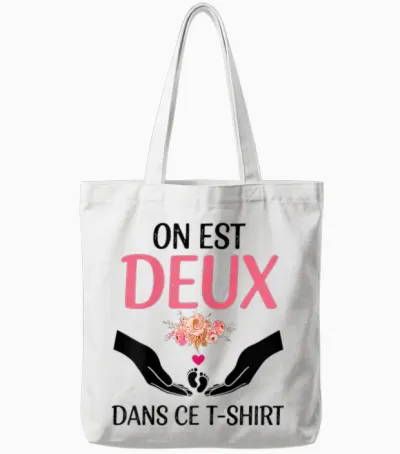 Pregnancy Announcement One Is Two in This Tote Bags - White