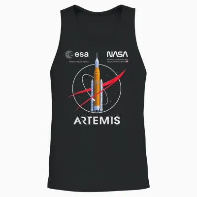 Nasa Artemis Mission Sls Worm and Esa Logo T-Shirt, Black, S Unisex Tank Top - Black
