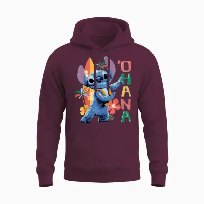Disney Lilo & Stitch Live Action Movie 'ohana Hula Beach Unisex Hoodie - Maroon