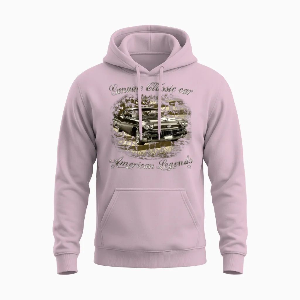 50-Ties Deville Cadillac Unisex Hoodie in Light Pink