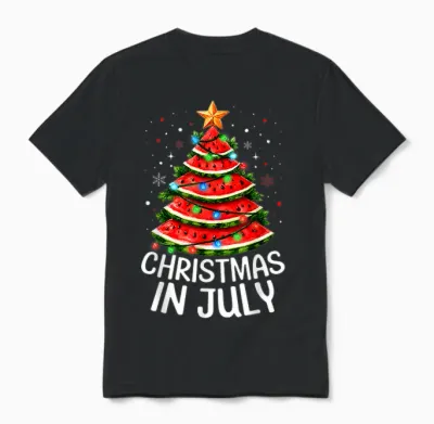 Watermelon Xmas Tree Summer Men Women Unisex T-Shirt - Black