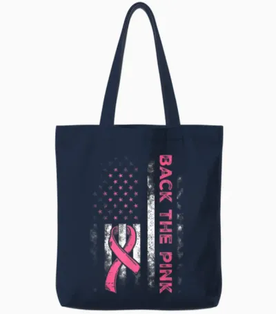 Back the Pink Us Flag Breast Cancer Awareness Women Men Tote Bags - Navy