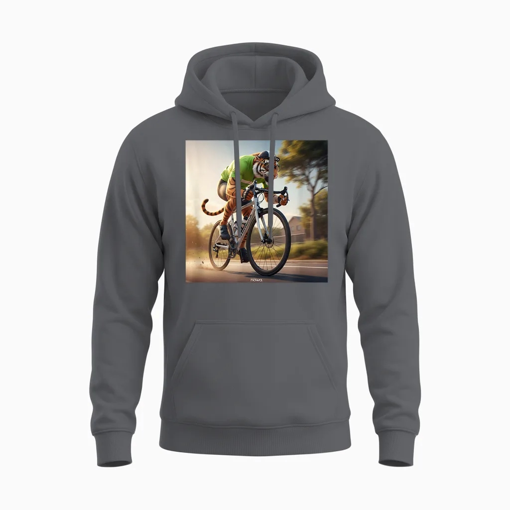 Tigre Vert Sur Vélo De Course - Sprinter Unisex Hoodie in Charcoal