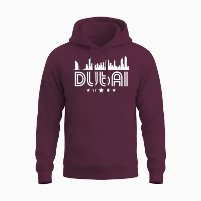 Retro Dubai Skyline Unisex Hoodie - Maroon