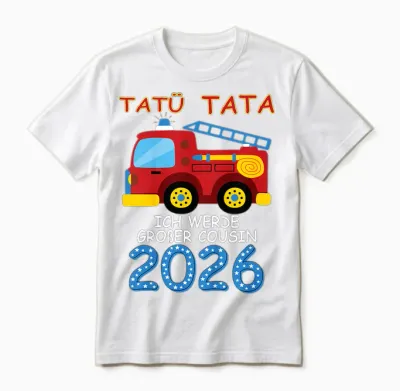 Kinder Ich Werde Großer Cousin 2026 Unisex T-Shirt - White