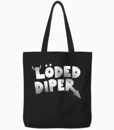 Diary of a Wimpy Kid Löded Diper Distressed Logo Tote Bags - Black