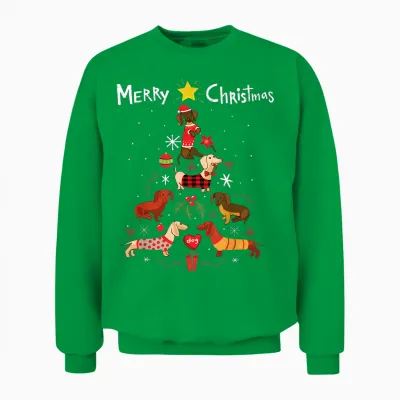 Funny Dachshund Christmas Tree Shirt Ornament Decor Gift Unisex Sweatshirt - Irish Green
