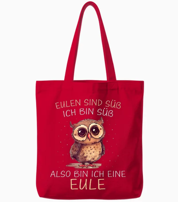 Owl Owls Are Sweet I Am Sweet Tote Bags in Red